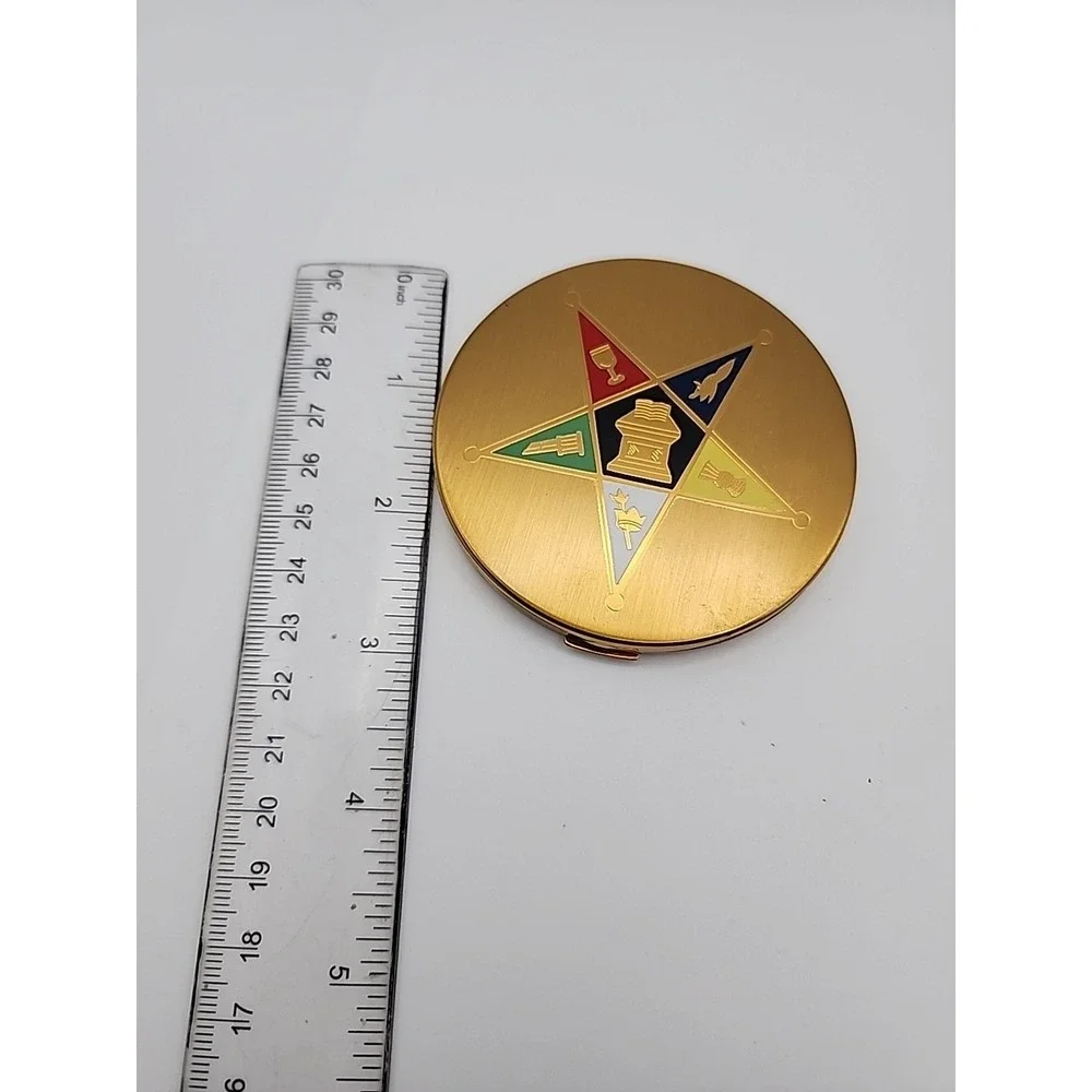 Vintage Elgin American Order Of Eastern Star Masonic 1950s Round Compact READ